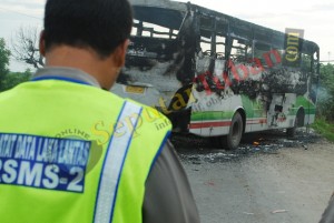 Bus dibakar pantura
