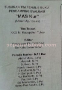 Inilah tim telah, penulis dam editor buku MAS Kur